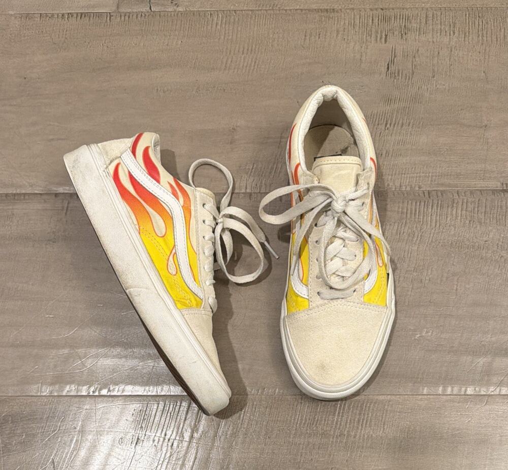 Vans Old Skool Flame Sneakers Shoes Canvas Suede Skate Lace Up Unisex Fire